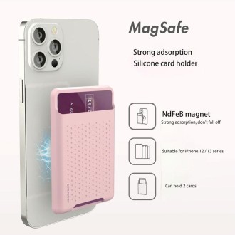 For iPhone 13 Series / iPhone 12 Series Silicone Wallet Pouch Card Case Anti-degaussing Card Holder Magsafing Magnetic Sticker(B