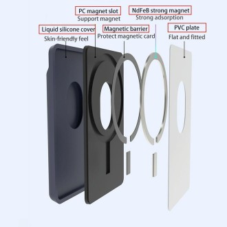 For iPhone 13 Series / iPhone 12 Series Silicone Wallet Pouch Card Case Anti-degaussing Card Holder Magsafing Magnetic Sticker(B