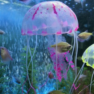 Aquarium Articles Decoration Silicone Simulation Fluorescent Sucker Jellyfish, Size: 3.5*11cm(Purple)