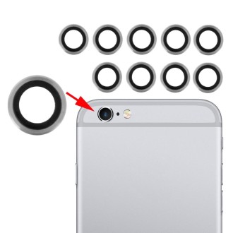 10 Pairs for iPhone 6 & 6s Rear Camera Lens with Bezel(Silver)