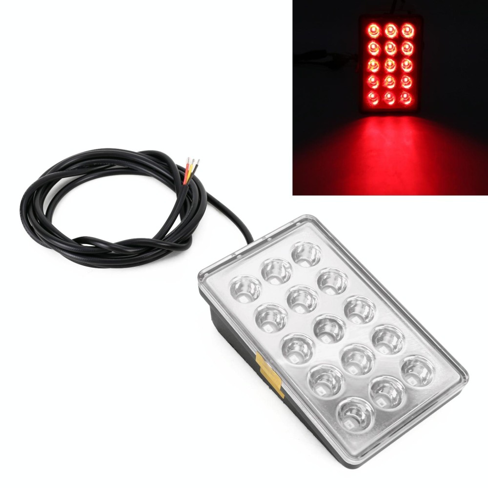 DC12V 1W Car Square Highlight Brake Lights Reversing Light with 15LEDs SMD-3528 (Transparent)