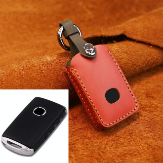 For Mazda New Style Car Cowhide Leather Key Protective Cover Key Case (Red)