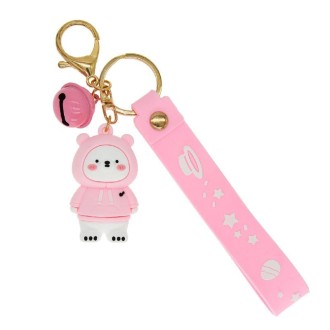 5 PCS Epoxy Sweater Bear Keychain Pendant Cartoon Animal Car Key Accessories(Pink)