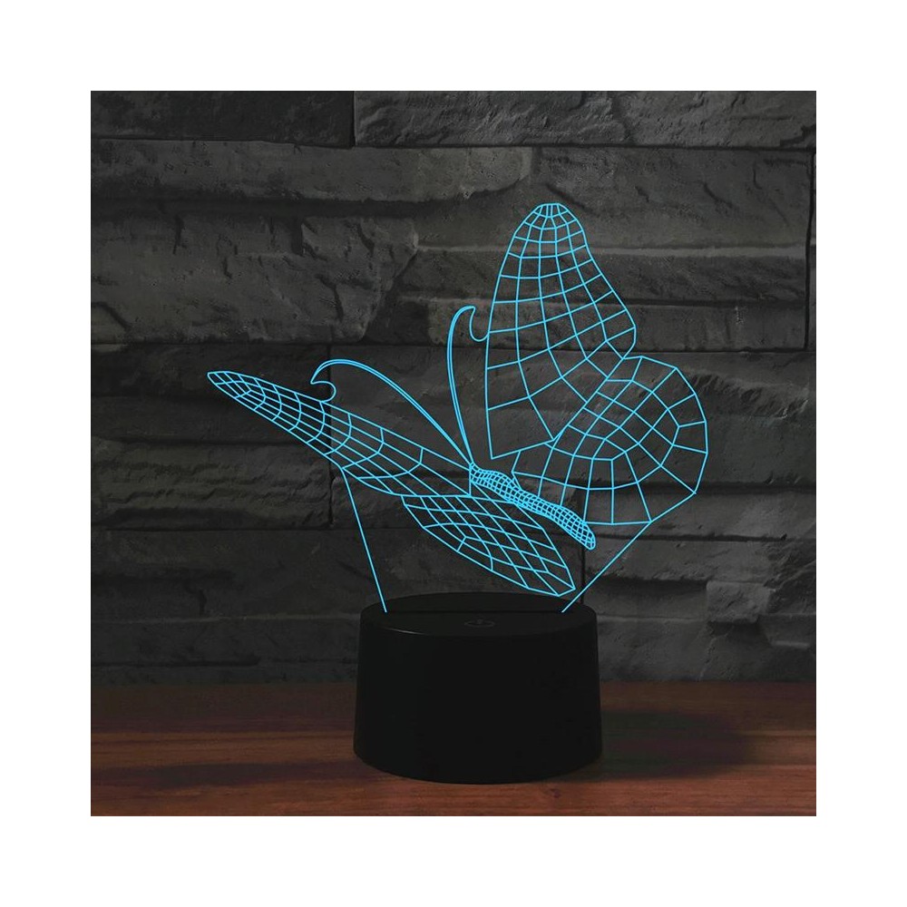 Butterfly Shape 3D Colorful LED Vision Light Table Lamp, Crack Touch Version