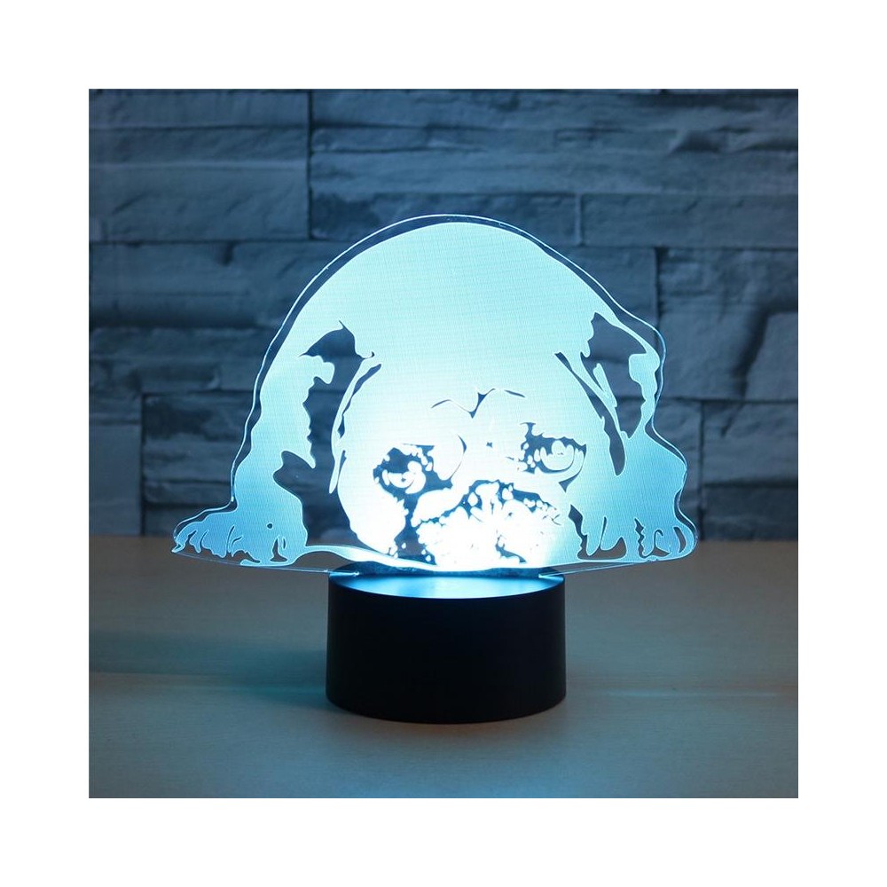 Prostrated Dog Shape 3D Colorful LED Vision Light Table Lamp, Crack Touch Version