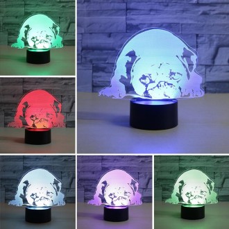 Prostrated Dog Shape 3D Colorful LED Vision Light Table Lamp, Crack Touch Version