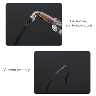 Rimless Anti Blue-ray Blue Film Lenses Presbyopic Glasses, +3.00D(Brown)