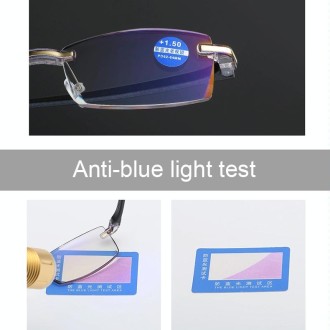 Rimless Anti Blue-ray Blue Film Lenses Presbyopic Glasses, +3.00D(Brown)