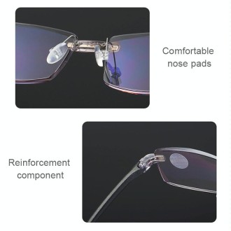 Rimless Anti Blue-ray Blue Film Lenses Presbyopic Glasses, +3.00D(Brown)