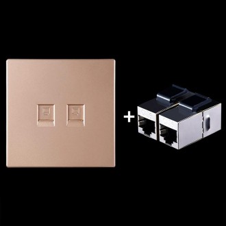 CAT.6 Shielded Pass-through Network Module, Dual Ports Panel + Shielded Pass-through (Gold)