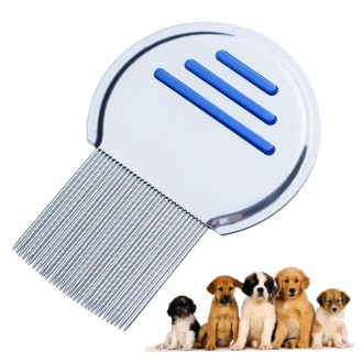 Pet Comb Dog Flea Cleaning Comb Stainless Steel Threaded Needle Comb Removal Beauty Products(Blue)