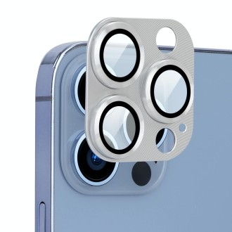 For iPhone 13 Pro / 13 Pro Max ENKAY Aluminium Alloy + Tempered Glass Camera Lens Cover (Silver)