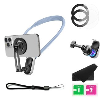 Magnetic Hanging Neck Holder For Mobile Phones/Action Cameras(Glacier Blue)