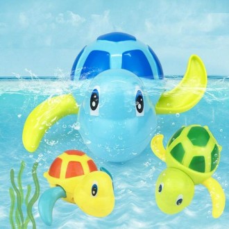 Cartoon Turtle Shape Clockwork Toy Babies Bathing Play Water Toy Children Educational Toy(Orange)