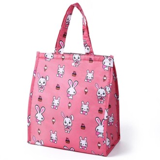 Waterproof Special Thermal Insulation Storage Tote Portable Insulated Lunch Box Pouch Cooler Oxford Cloth Food Bag(Pink rabbit)