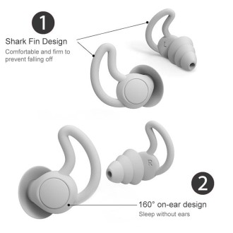 iMeBoBo A1 Shark Fin Version Nano Silicone Sleeping Noise Reduction Earplugs, Style:Three Layer(Black)