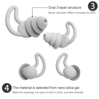 iMeBoBo A1 Shark Fin Version Nano Silicone Sleeping Noise Reduction Earplugs, Style:Three Layer(Black)