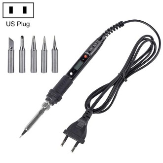 Metallic LCD Temperature Regulating Soldering Iron And Soldering Iron Tip Set Electric Soldering Iron Welding Tool(110V US Plug 