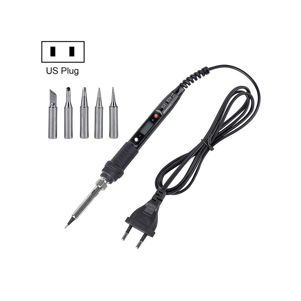 Metallic LCD Temperature Regulating Soldering Iron And Soldering Iron Tip Set Electric Soldering Iron Welding Tool(110V US Plug 