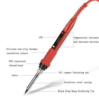 Metallic LCD Temperature Regulating Soldering Iron And Soldering Iron Tip Set Electric Soldering Iron Welding Tool(110V US Plug 