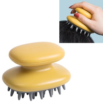 Household Shampoo Comb Silicone Massage Comb Portable Head Grab Dandruff Hair Brush(Yellow)