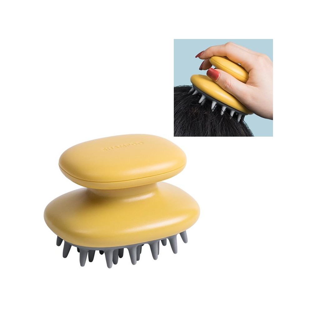 Household Shampoo Comb Silicone Massage Comb Portable Head Grab Dandruff Hair Brush(Yellow)