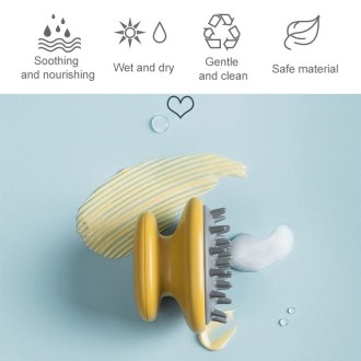 Household Shampoo Comb Silicone Massage Comb Portable Head Grab Dandruff Hair Brush(Yellow)