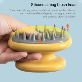 Household Shampoo Comb Silicone Massage Comb Portable Head Grab Dandruff Hair Brush(Yellow)