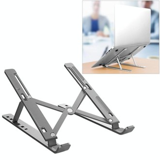 Aluminum Alloy Laptop Height Extender Holder Stand Folding Portable Computer Heat Dissipation Bracket, Size: 24x16.5x5.5cm (Grey