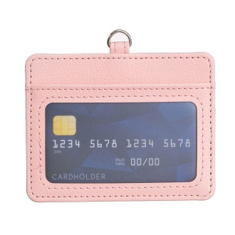 BFK14 Horizontal ID Card Bag with Lanyard(Pink)