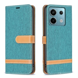 For Xiaomi Redmi Note 13 Pro 4G Global Color Block Denim Texture Leather Phone Case(Green)