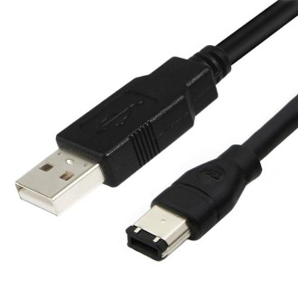 JUNSUNMAY Firewire IEEE 1394 6 Pin Male to USB 2.0 Male Adaptor Convertor Cable Cord, Length:3m