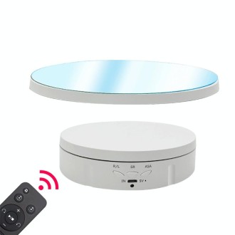 22cm Mirror Electric Rotating Display Stand Live Video Shooting Props Turntable With Remote Control(White)