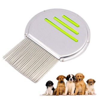 Pet Comb Dog Flea Cleaning Comb Stainless Steel Threaded Needle Comb Removal Beauty Products(Green)