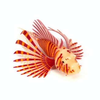 Fish Tank Landscaping Ornament Silicone Nightlight Simulation Colorful Lion Fish(Brown)