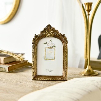 Retro Imitation Wood Home Decor Photo Frames, Spec: Arched-6 inches