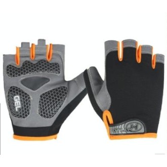 Cycling Shock Absorbing Anti-Slip Gloves Fitness Weight Lifting Training Half-finger Gloves, Size:L(Black+Orange)