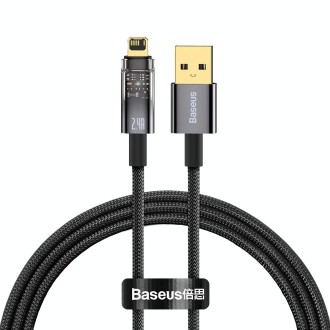 Baseus 2.4A USB to 8 Pin Explorer Series Auto Power-Off Fast Charging Data Cable, Length:1m(Black)