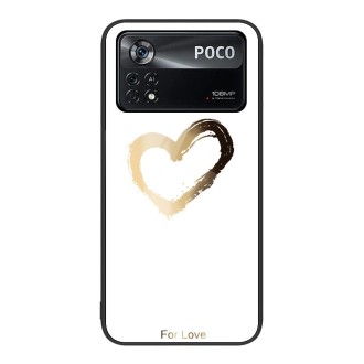 For Xiaomi Poco X4 Pro 5G Colorful Painted Glass Phone Case(Golden Love)