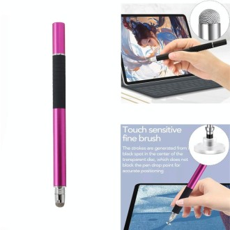 AT-31 Conductive Cloth Head + Precision Sucker Capacitive Pen Head 2-in-1 Handwriting Stylus with 2 Pen Head(Rose Red)