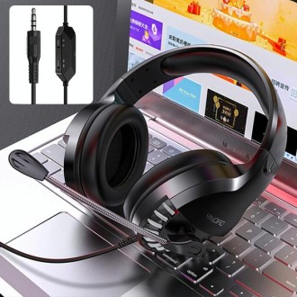 YINDIAO Q2 Head-mounted Wired Gaming Headset with Microphone, Version: Single 3.5mm(Black)