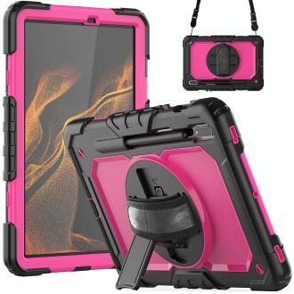 For Samsung Galaxy Tab S8 11 inch SM-X700 Silicone + PC Tablet Case(Black+Rose Red)