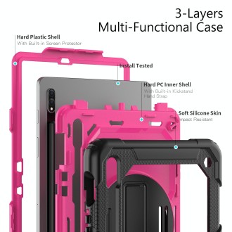 For Samsung Galaxy Tab S8 11 inch SM-X700 Silicone + PC Tablet Case(Black+Rose Red)