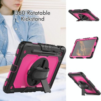 For Samsung Galaxy Tab S8 11 inch SM-X700 Silicone + PC Tablet Case(Black+Rose Red)