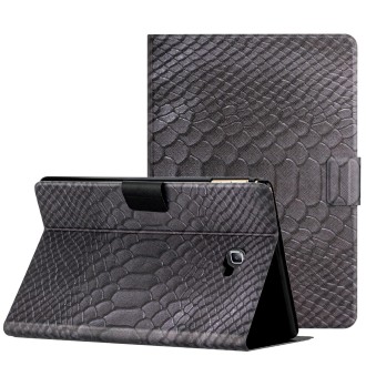 For Samsung Galaxy Tab A10.1 T850 Solid Color Crocodile Texture Leather Smart Tablet Case(Black)