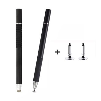 AT-31 Conductive Cloth Head + Precision Sucker Capacitive Pen Head 2-in-1 Handwriting Stylus with 2 Pen Head(Black)