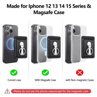 Magsafe Folding Ring Phone Card Bag Case for iPhone 15 / iPhone 14 / iPhone 13(Black)