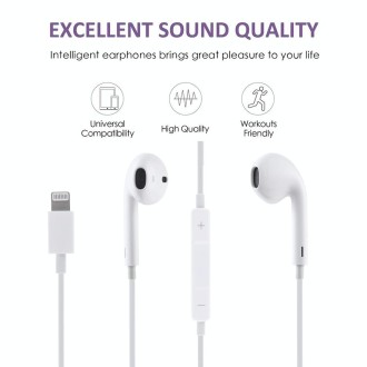 GL069 8 Pin Port Bluetooth Module Pop-up Window Wired Stereo Earphones with Mic (White)