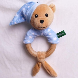 Baby Hand Rattles Toys Hand Grip Stick Newborn Soothing Toys,Style: Sleep Bear Blue Rattles 