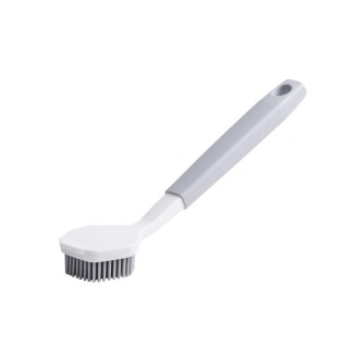 Two-color Bangs Head Wash Pot Brush Kitchen Long Handle Cleaning Brush(Gray White)